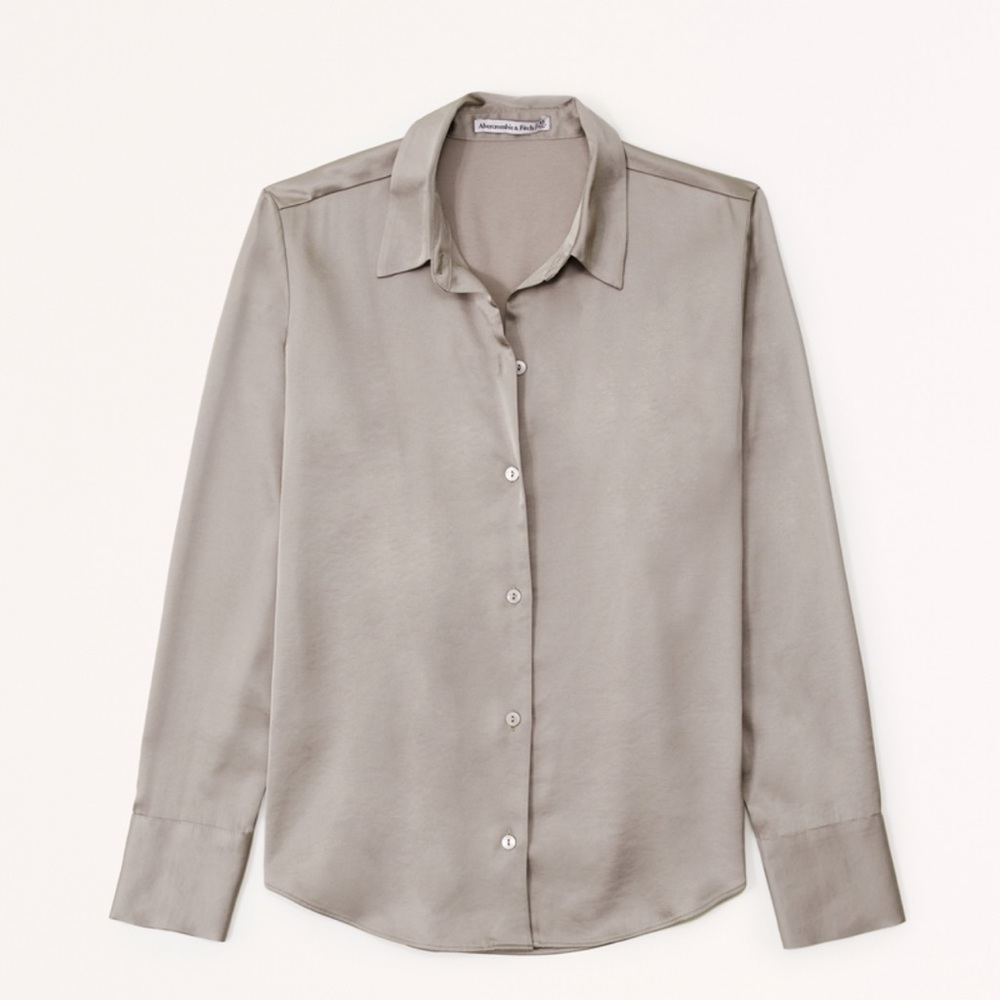 Abercrombie long sleeve satin button up shirt